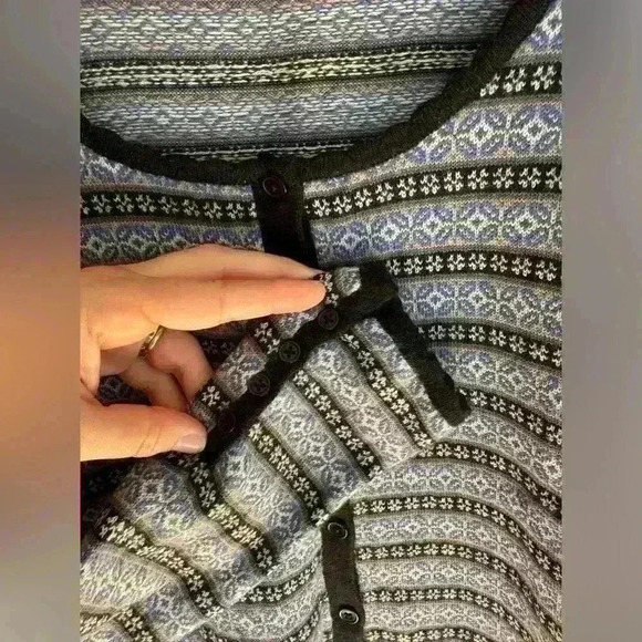 100% Merino Wool Button Up Sweater By Willi Smith Blue and Black Size Small - Picture 5 of 10